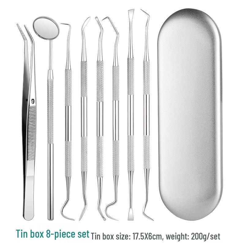 Stainless Steel Dental Tool Set - Mouth Mirror & Tartar Cleaning Care Tools