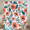 1 pc Red Poppy Shower Curtain - Polyester Fabric, Machine Washable, With Hooks, Suitable for Bathroom Decoration