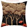 2D Flat Printed Poppy & Tree Pattern Non-real Embroidery Pillows Polyester pillowcase, sofa  cushion cov Headboard Pillow