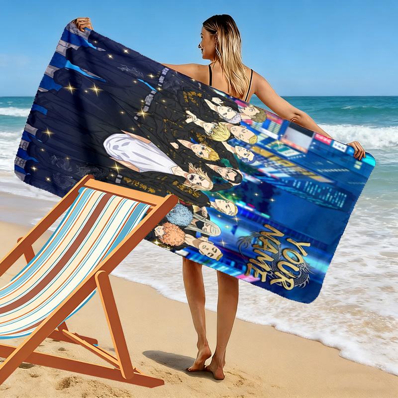 Name Custom Tokyo Revengers Print Beach Towel, Large Soft Quick Dry Towel for Beach Camping Swimming