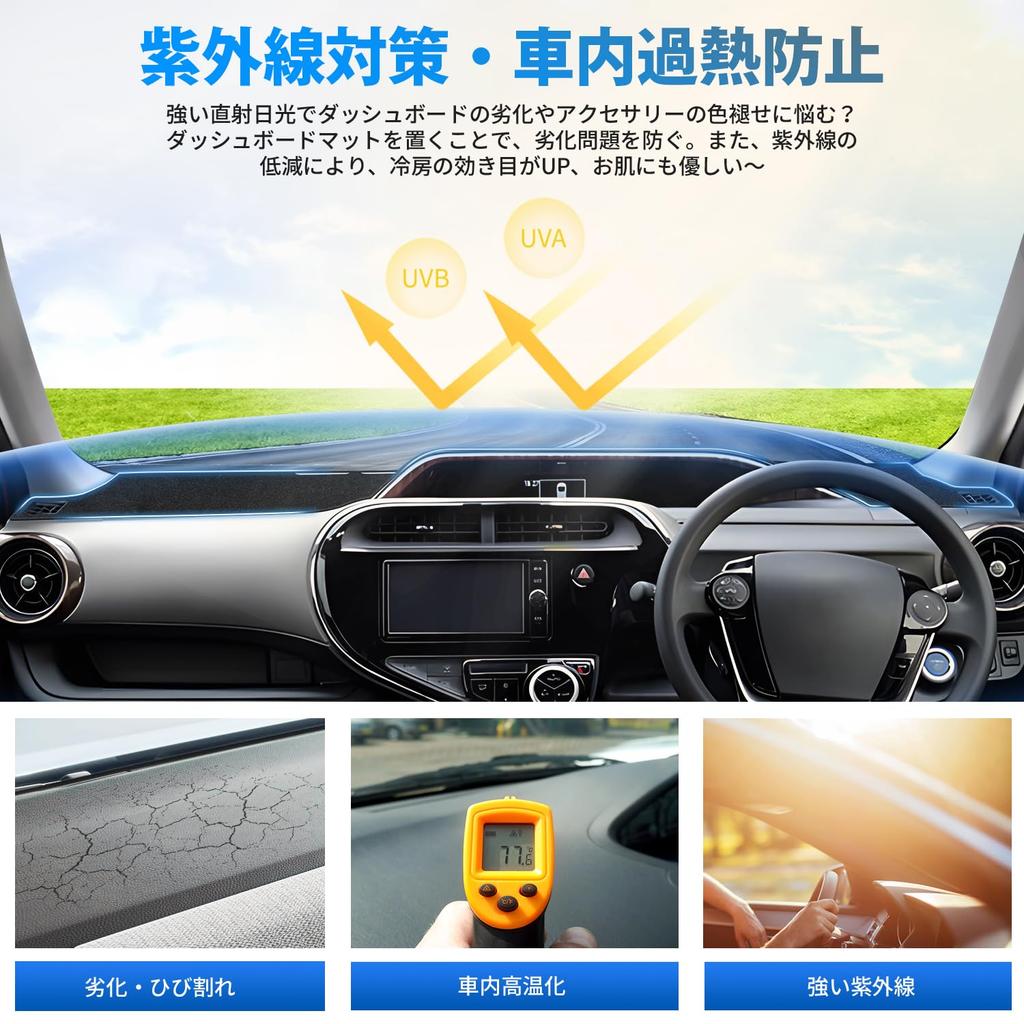 GIMUYA Dashboard Mat for Toyota NHP Aqua 2011 December Custom Interior Parts Accessories Sun Black (10 Series) (December - 2021) - & - Protection,