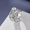 Huajie Circular Bright Zircon Silver Color Simple Beauty Rings for Women Fashion Party Shining Ring Trend