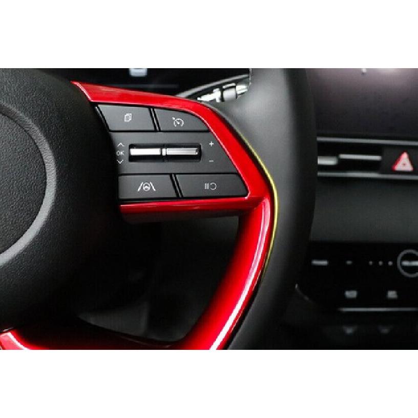For Hyundai Elantra 2021-23 Red Glossy Steering Wheel Button Frame Trim 2PCS Fit