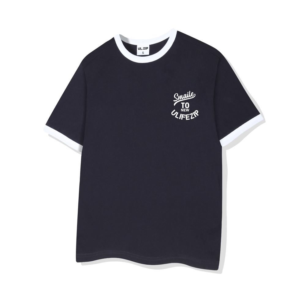 ULIFEZIP New Smile Oversized Ringer Short Sleeve T-Shirt 5 Colors [Ulze_3006]