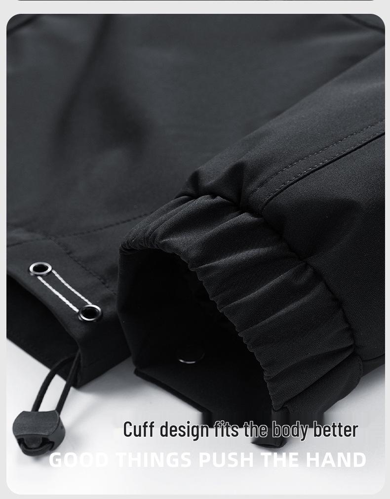 High-Quality Men's Hooded Workwear Jacket - Unisex Solid Color, Plus Velvet for Autumn & Winter
