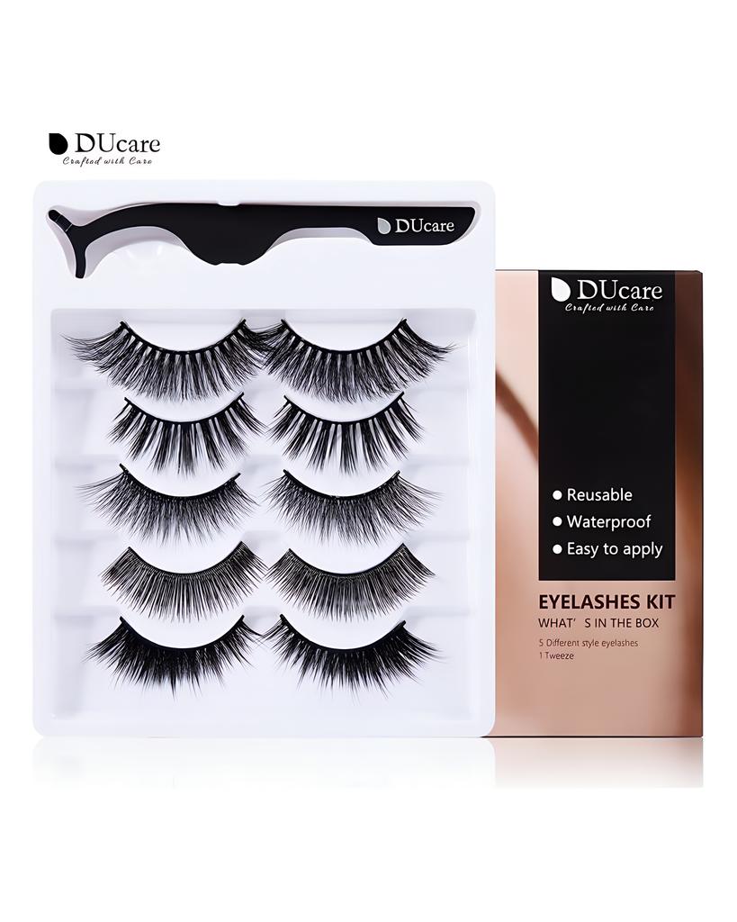 DUcare 5 Pairs Natural False Eyelashes Thick Makeups 5D Mink Lashes Soft Eyelash Extension Fake Eyelash Long Mink Eyelashes