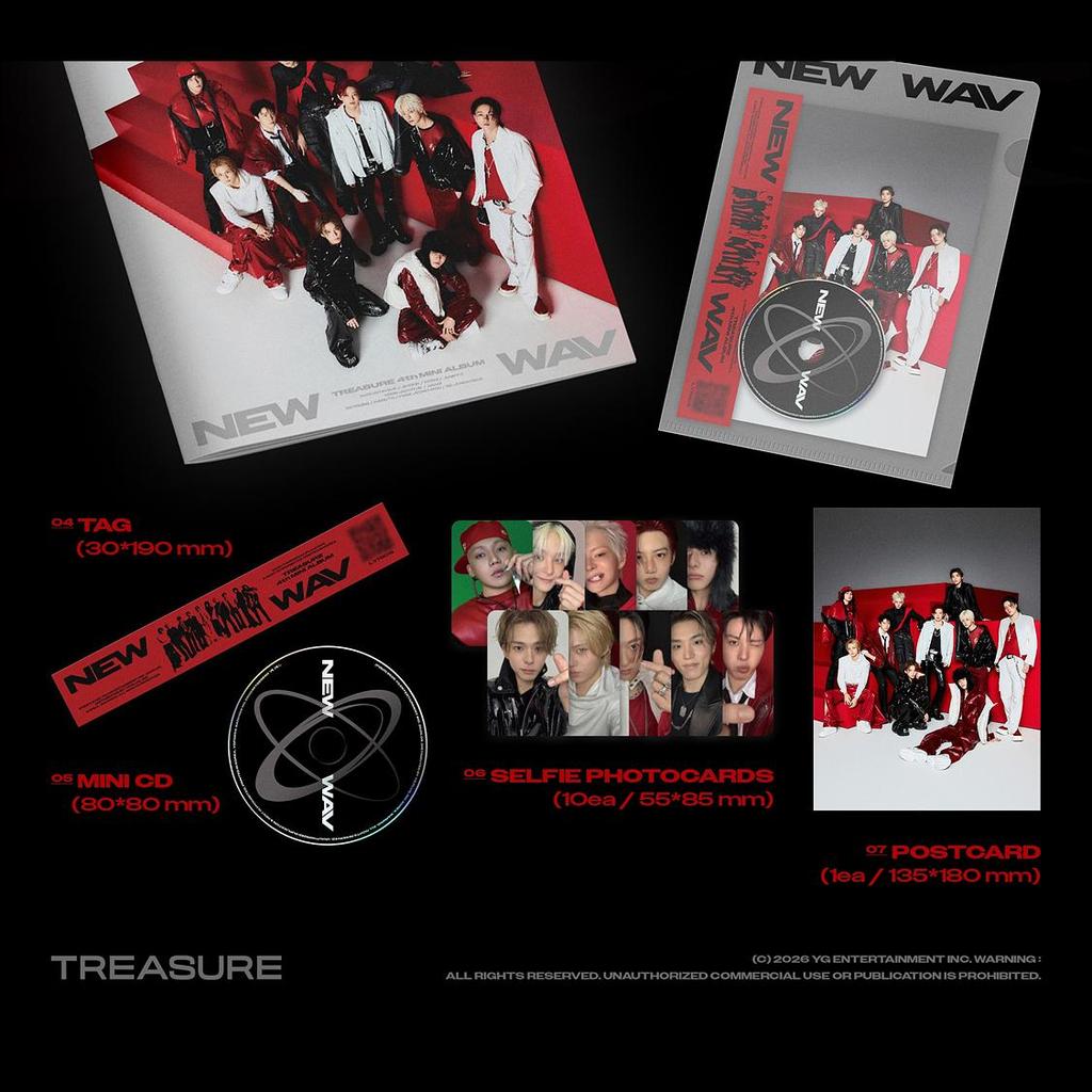 [Pre-order] TREASURE [NEW WAV] 4th Mini Album (RED VER./ICE VER.) + Free Gift