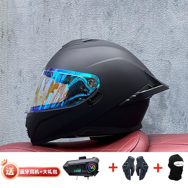 Full Face Motorcycle Helmet With External Bluetooth Module Men Women Large Rear Wing Sport Style DOT Approved