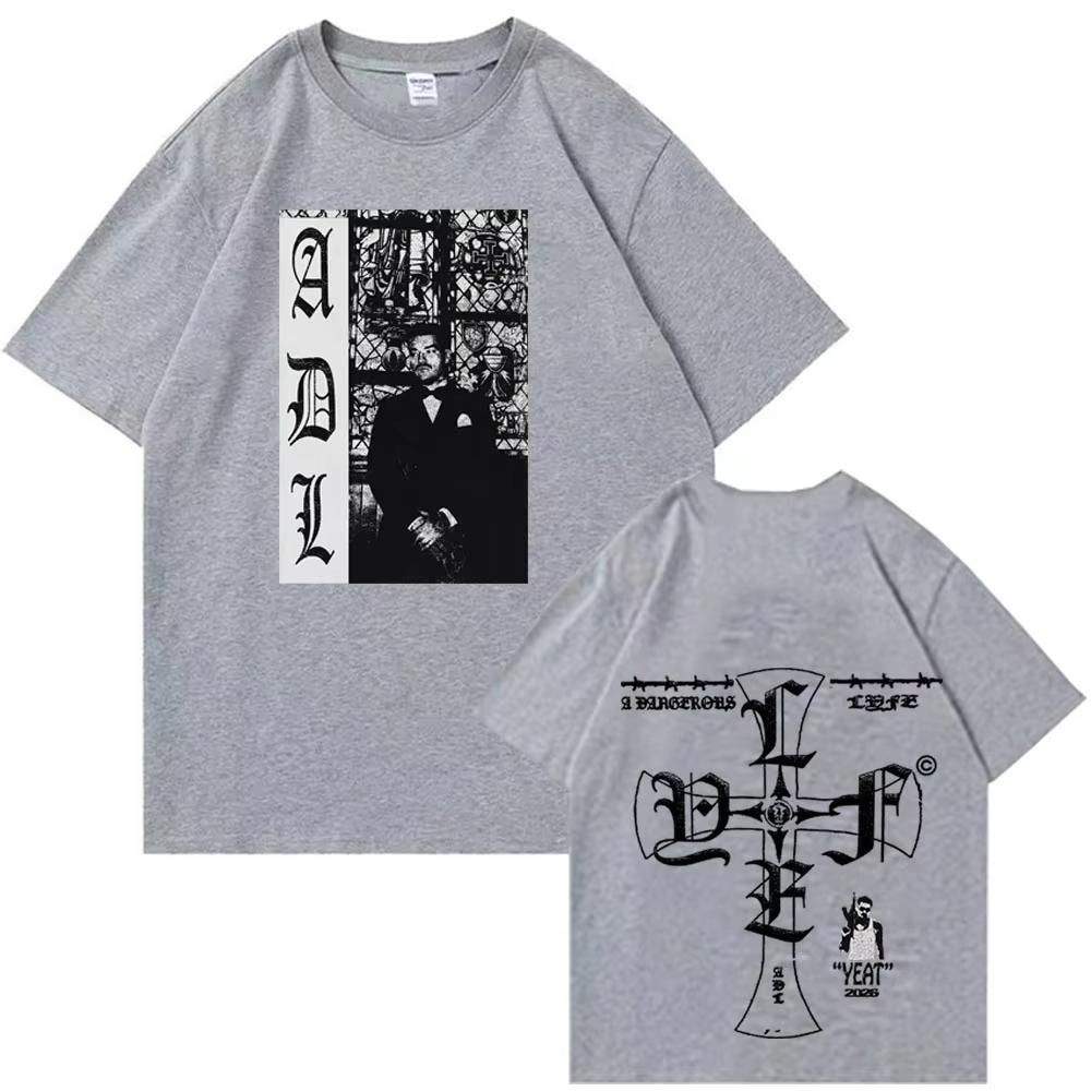 Yeat A DANGEROUS LYFE CROSS Tshirt Unisex WoUnisex Harajuku Short Sleeve Oneck Casual Shirt 2026