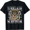 Funny Saying Cats Tummy Ache Survivor Cat Meme Humor Men T-Shirt