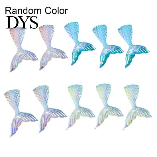 Cartoon 10Pcs Resin Accessories Lovely Shiny Colorful Fish Tail Flat Back Ornament DIY Mini Mermaid Charms Hairbow Phone Christmas Gift