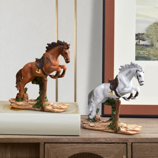 Running Horse Statue Miniature Pony Figurine Resin Simulation Animal Sculpture Home Office Bookshelf Decoration Ornament