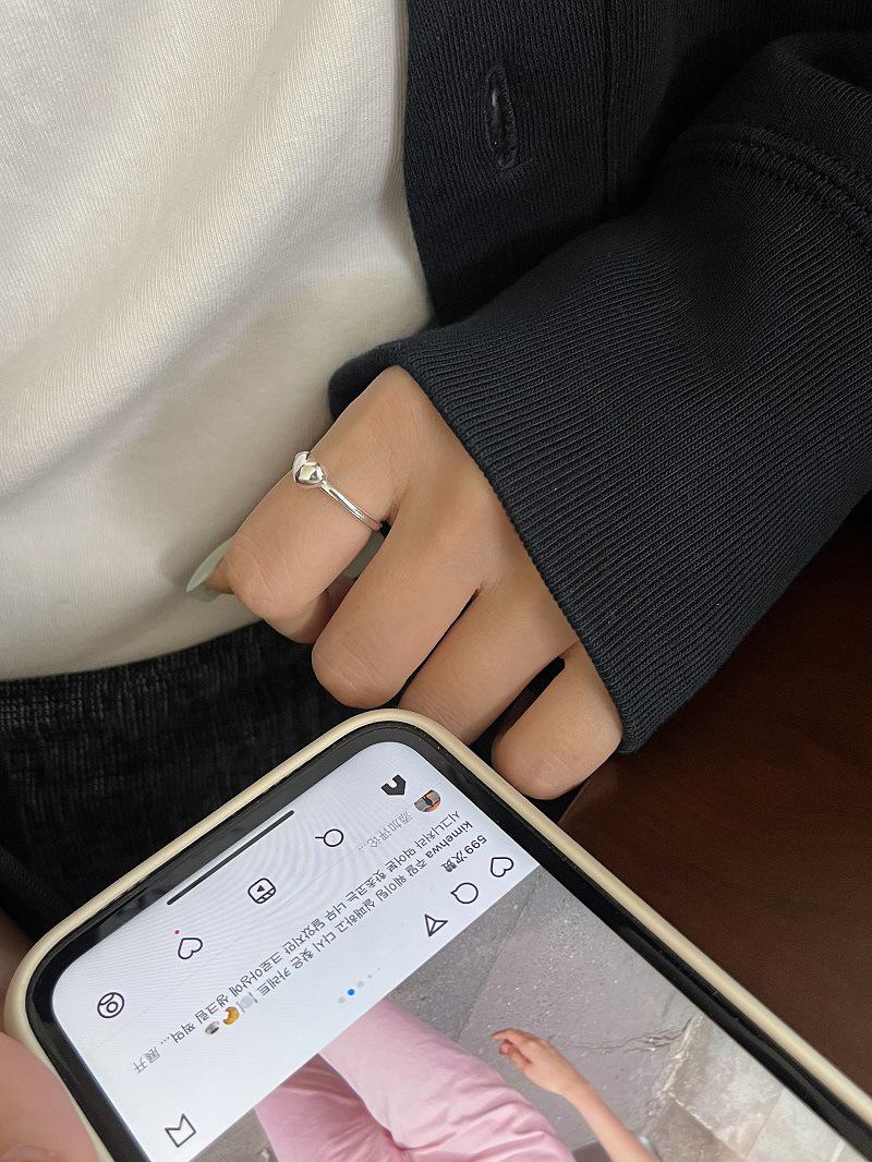 S925 Sterling Silver Heart Ring for Women - Fashionable, Simple, Open-Ended Design Adjustable Open