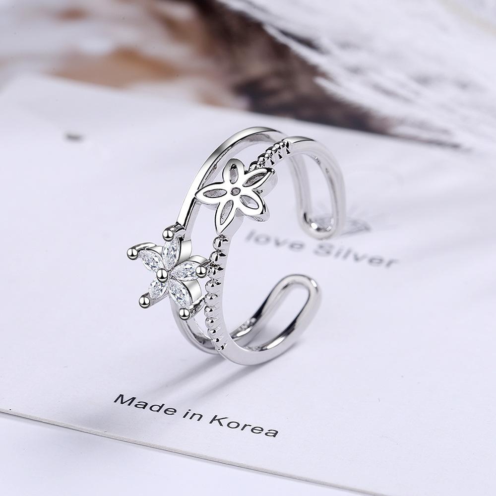 New  925 Sterling Silver Ring open Adjustable Fashion Exquisite Student Girlfriend Women Jewelry Accessories Wedding Party