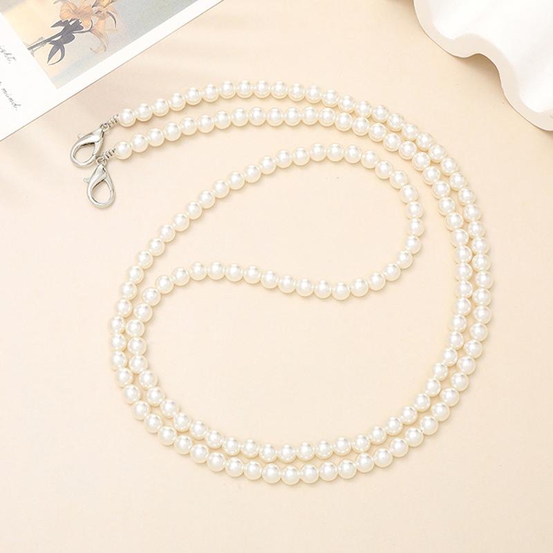 120Cm Bag Chain For Handbag Handles Butterfly Beaded Phone Lanyard Diy Purse Replacement For Shoulder Bag Straps Pearl Belt