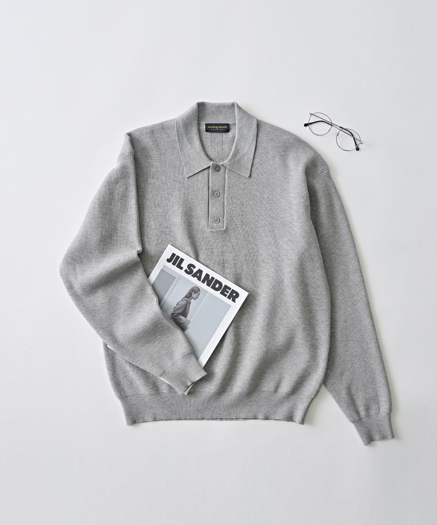 ANALOG MOOD Hachi Button-Up Collar Knit (Gray)