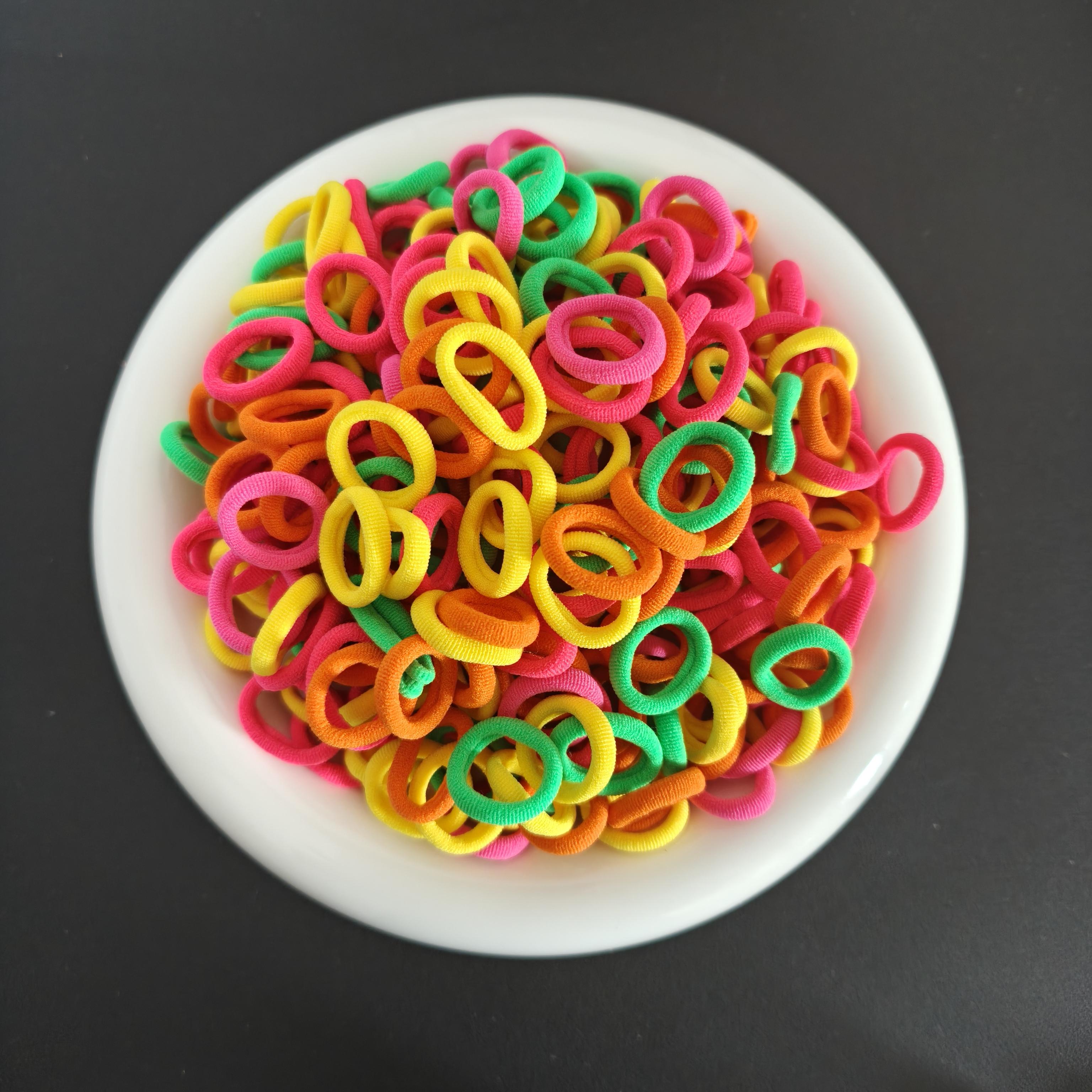 

100 шт./пакет Разноцветные базовые нейлоновые эластичные резинки для волос для девочек, для фиксации хвостика, резинка-скранч, резинка, детские модные аксессуары для волос