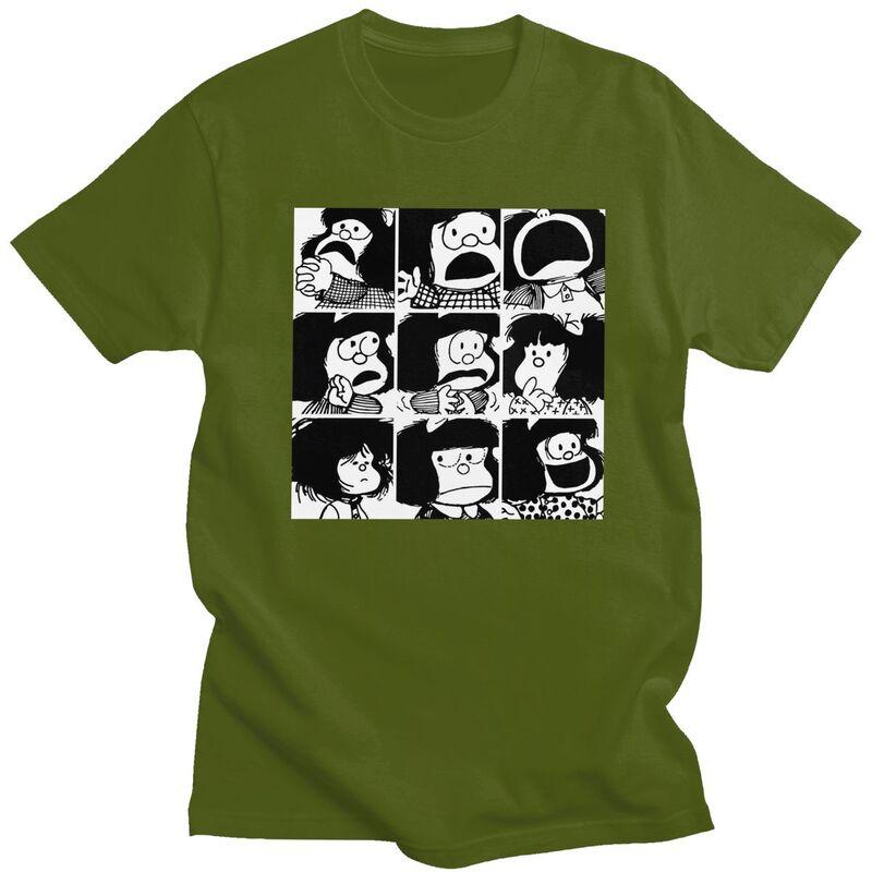 Custom Quino Comic Cartoon Mafalda T Shirts for Men Pure Cotton Tees Tshirt ShortSleeve Fashion Tshirt