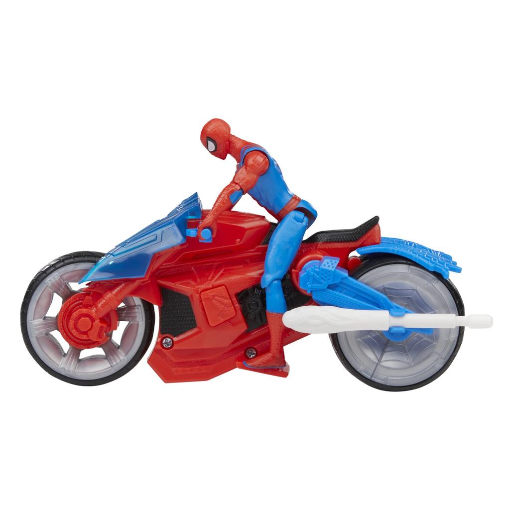 Marvel Spider-Man Web Blast Cycle, 4-inch (10cm) Action Figure with Vehicle and 2 Projectiles, Kids Playset, Ages 4+, F6899, Authentic