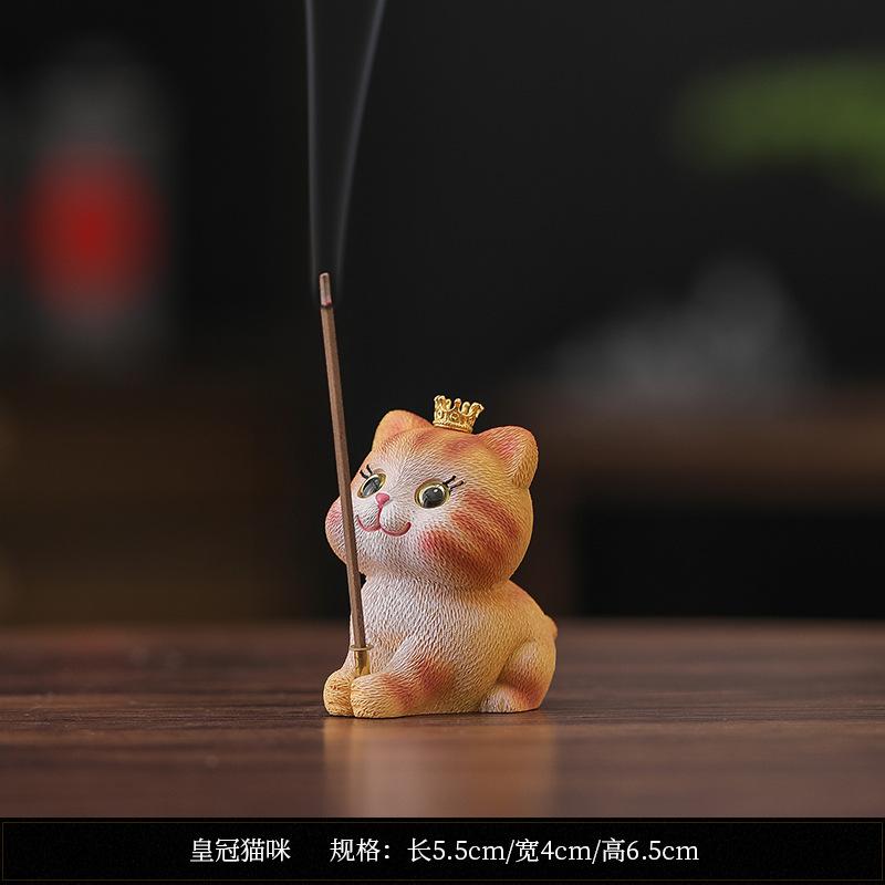 

Creative cute kitten ornaments home indoor incense holder aromatherapy stove tea table tea pet line incense burner
