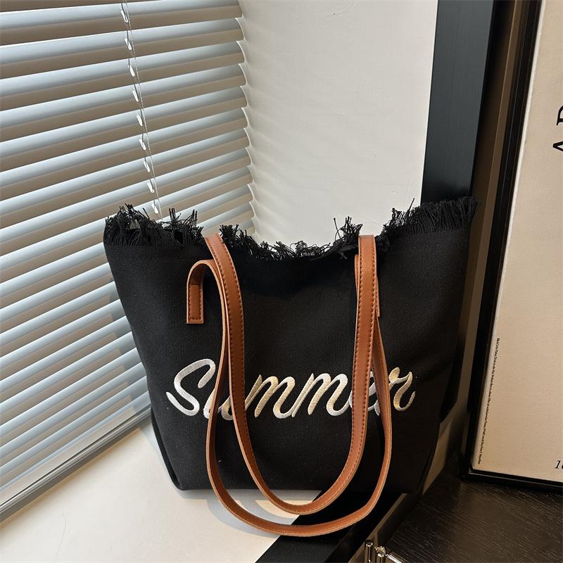 

Summer new casual large-capacity burr bag beach bag women s shoulder casual simple tote big bag чёрный