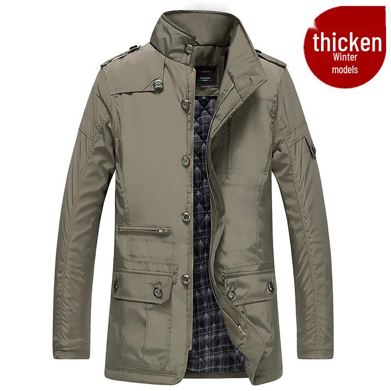 

Мужская зимняя куртка большого размера - Теплый топ в стиле business casual L хаки