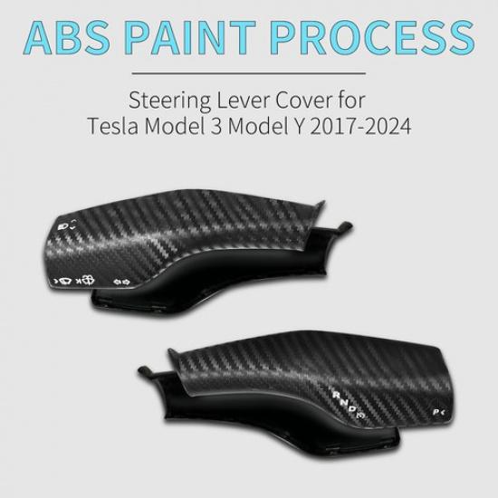 Steering Lever Cover for Model 3 Model Y 2017-2024, Matt Carbon Fiber Pattern