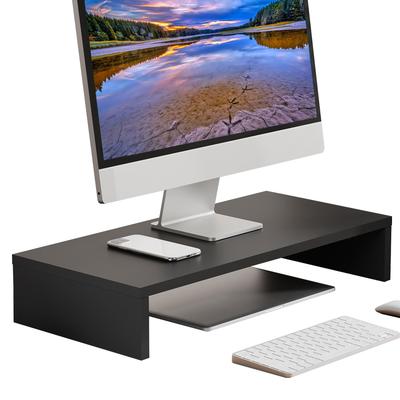 FITUEYES Holz Schreibtischständer mit Monitor Schreibtisch Tastatur und Computer 540mm Schwarz Ständer, Regal, Aufbewahrung, Ständer, Breit,