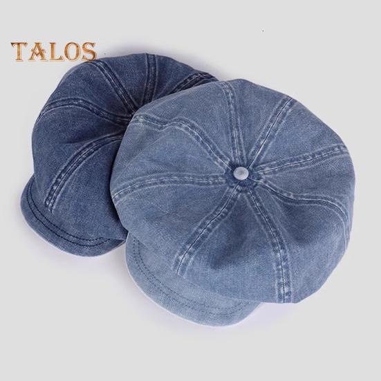 Ladies Octagonal Hat Baggy Retro Cowboy Solid Color Lightweight Long Brim Breathable Sun Protection Anti-UV Photo Prop Painter Hat Summer Beret