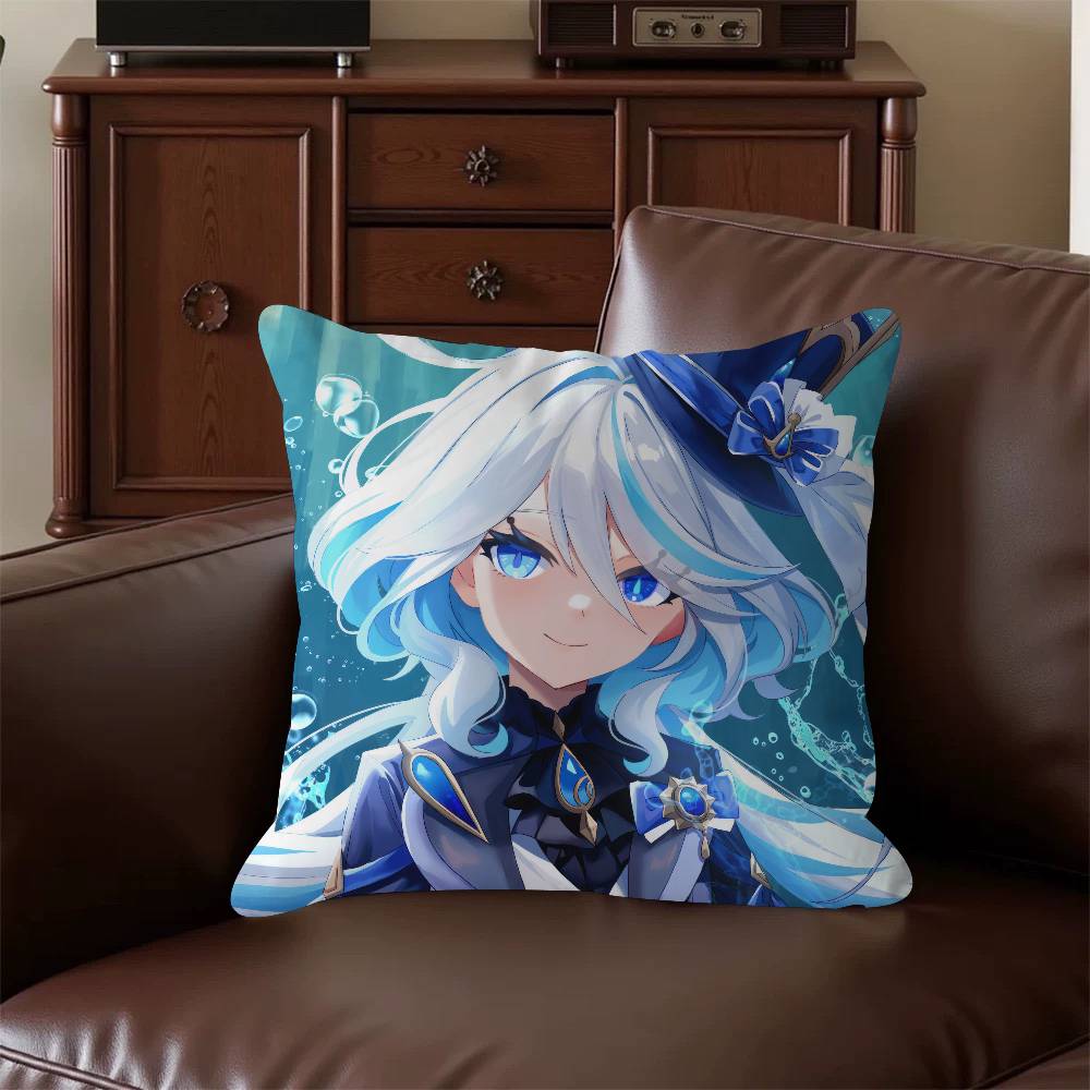 

F-Furina Cartoon Personalized Pillow Dust Cover Bedroom Kids Party Decoration Pillowcase Birthday Children Gift 16x16Inch