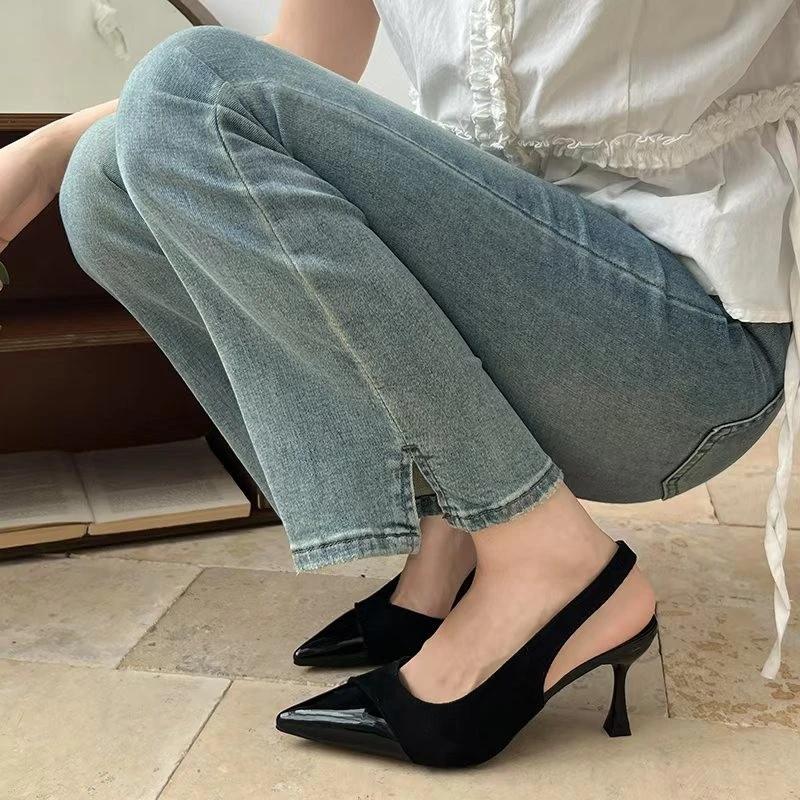 Women's Shoes 2025 Summer New Buckle Strap Pointed Toe Stiletto Women's Sandals Elegant Solid Dress Sandals Women