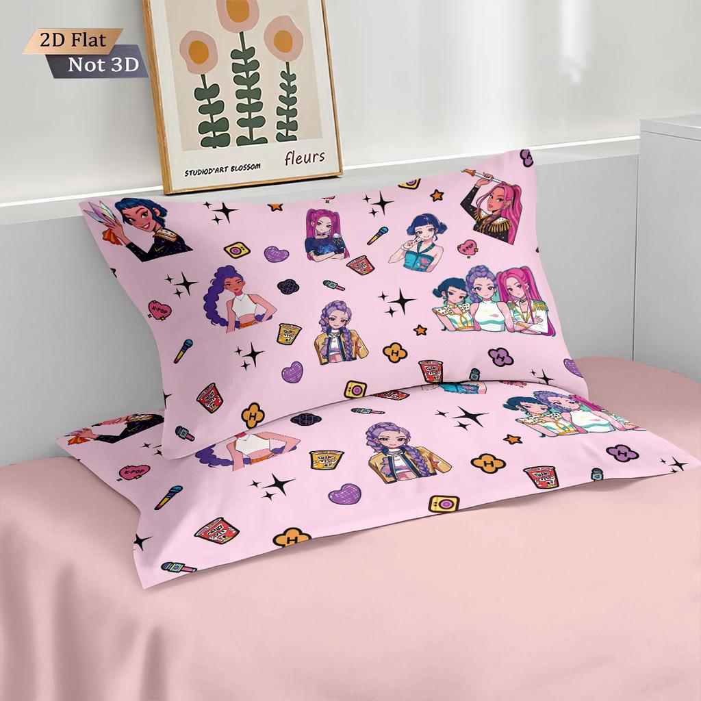 3dílný K-Pop Demon Hunters tištěný bezpeřový povlak na přikrývku v několika velikostech, měkká dekorace ložního prádla do ložnice, lze prát v pračce