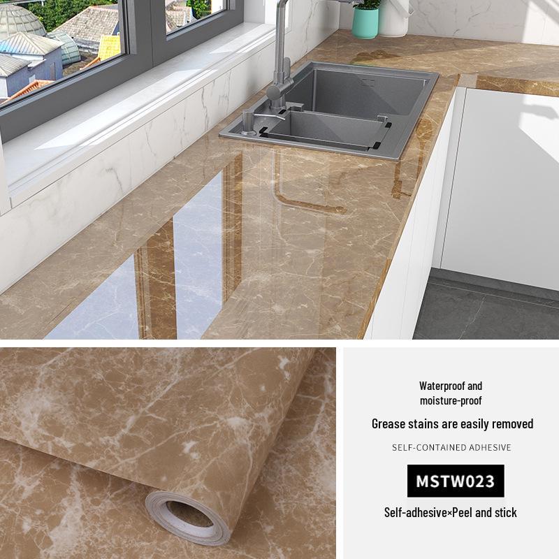 Waterproof, Oil-Proof Marble Self-Adhesive Wallpaper for Bathroom, Kitchen, Living Room, and Toilet Renovation.