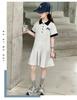 Girls' Short Sleeved Polo Shirt Dress Summer Dress 2026 New Style for Children, Middle-aged and Young Girls, Summer College Style