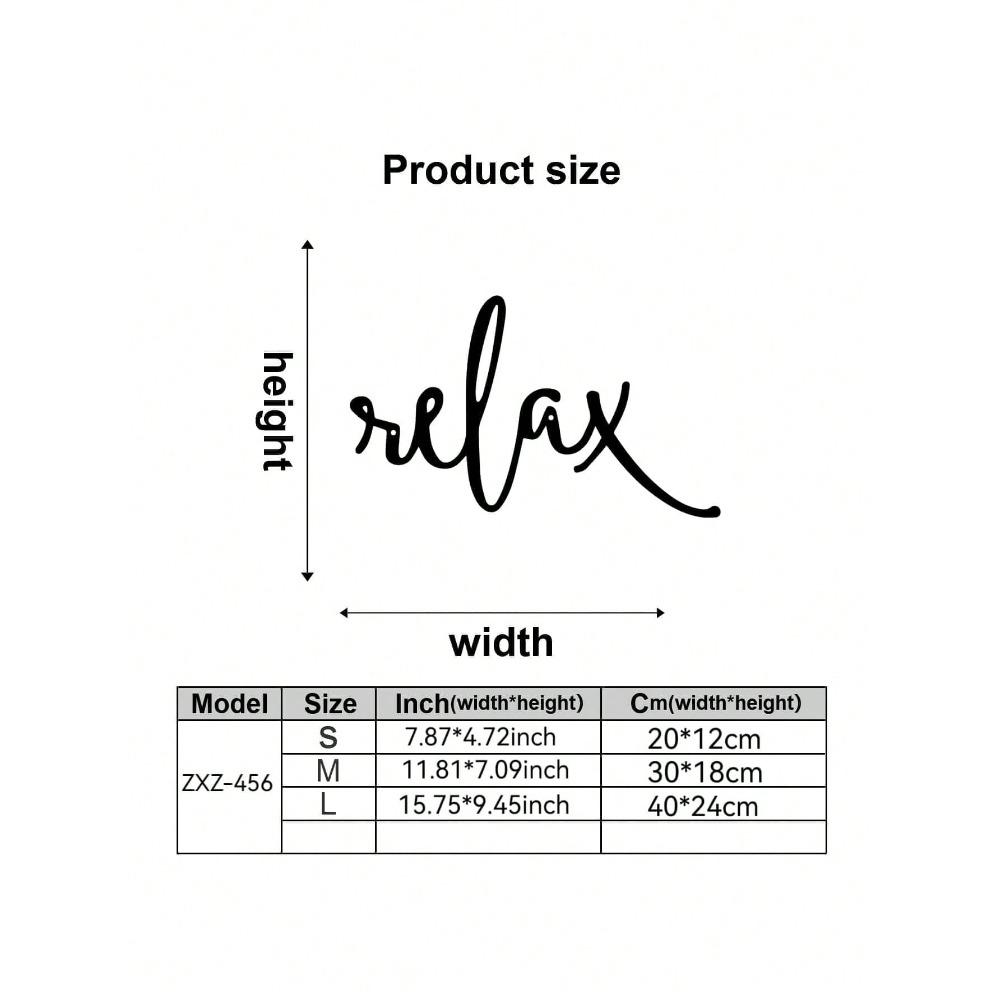 1 szt. Inspirowana Art Deco Czarny Metalowy Design Słowa Relax Sztuka Ścienna - Nowoczesny Dekoracyjny Znak Łazienkowy - Wiszący