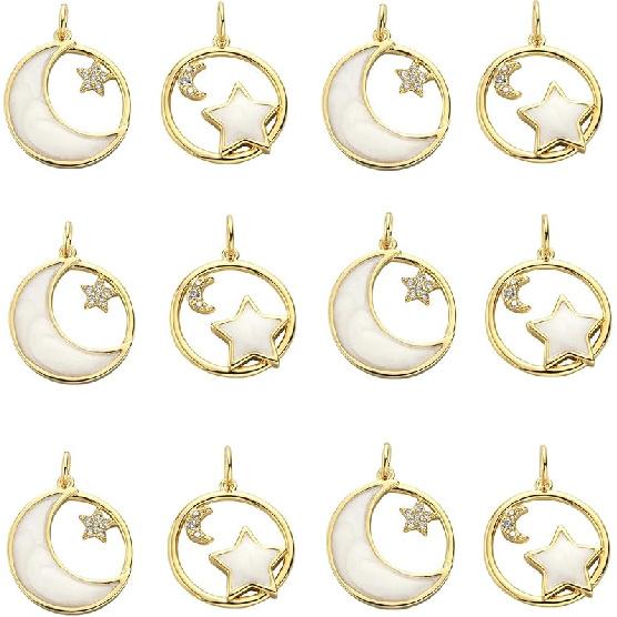 Ipotkitt 5Pcs Heart with Star Brass Micro Pave Cubic Zirconia Diffuser Locket Charm Pendants Openable Ornaments for DIY Making - 19.5x22.5mm