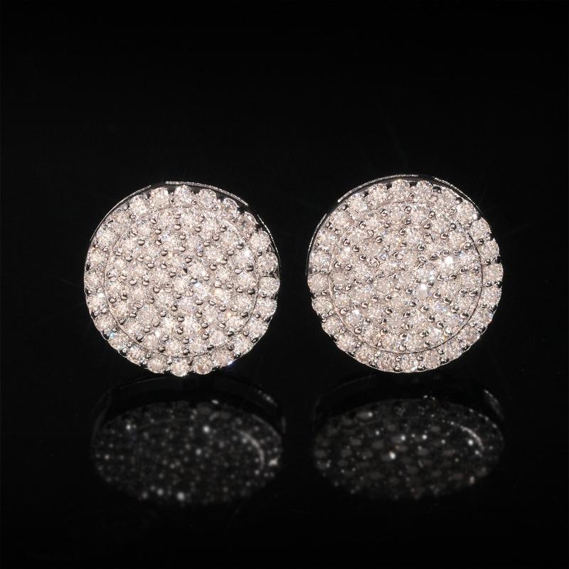 Full Moissanite D Color Round Women's Hip-hop Earrings 925 Silver Screw Ear Stud High Quality Fine Jewelry for Women Men Gift