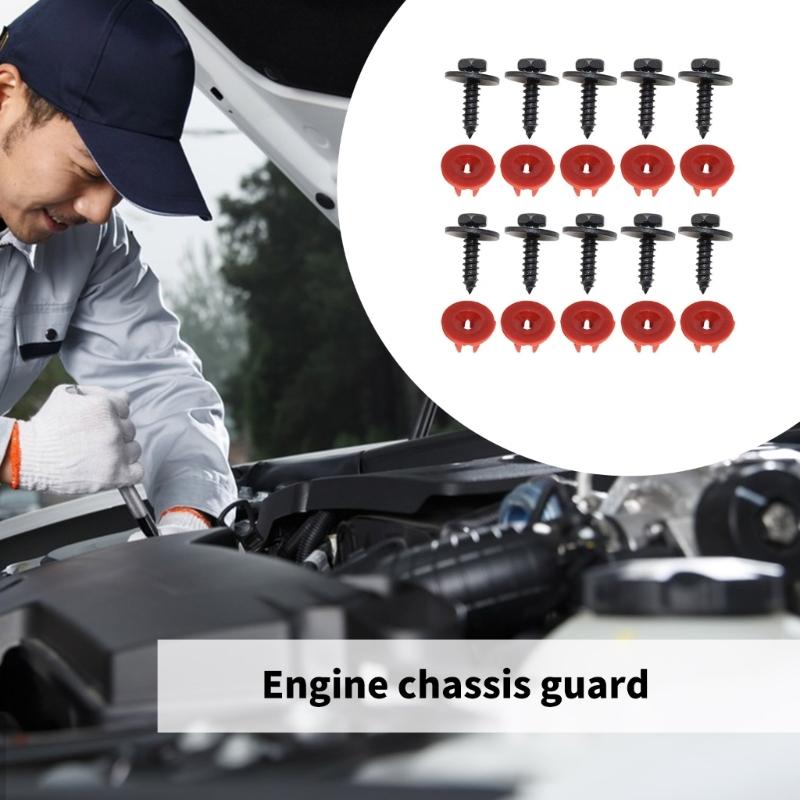 Strong Automotive Fastener Kit With Plastic Grommets Aftermarket Engine Undertray Hardware Easy to Use for Vehicle