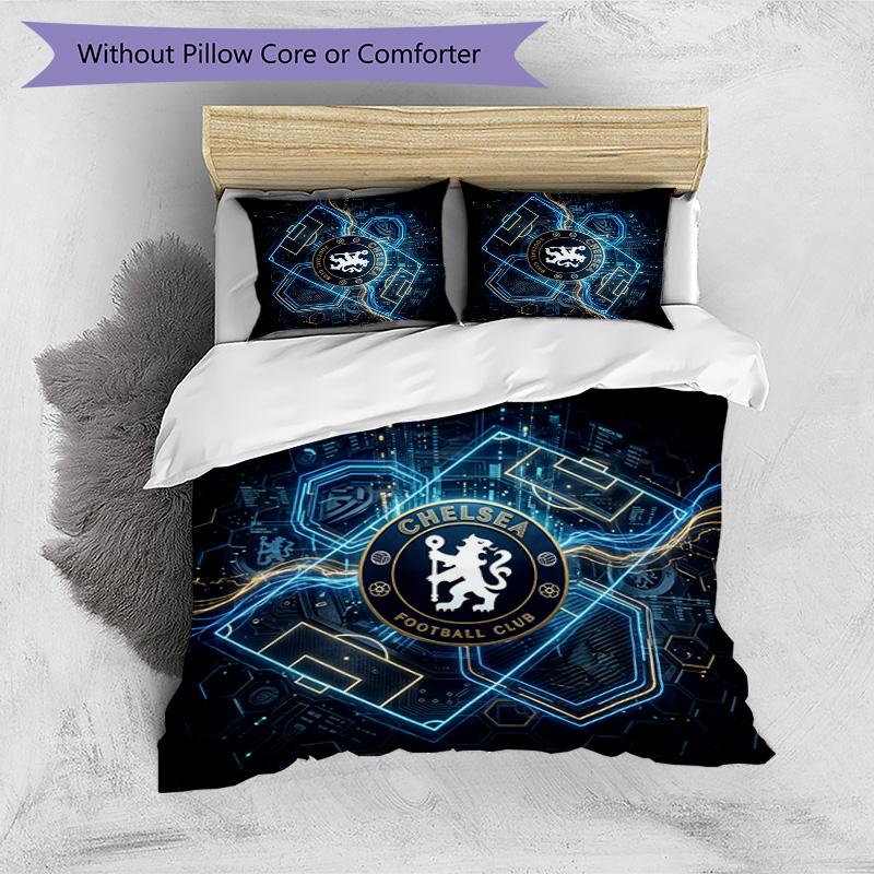 Set Lenzuola 3 Pezzi Stampato Chelsea FC Morbido Delicato sulla Pelle Lavabile Copripiumino e Federe Set Tutte le Stagioni Camera da Letto