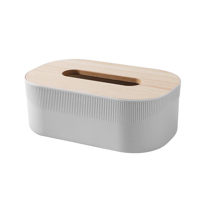 Plastic Tissue Box With Wooden Cover Nordic Simplicity Style Desktop Napkin Box Living Room Bathroom Toilet Square Tissue Box