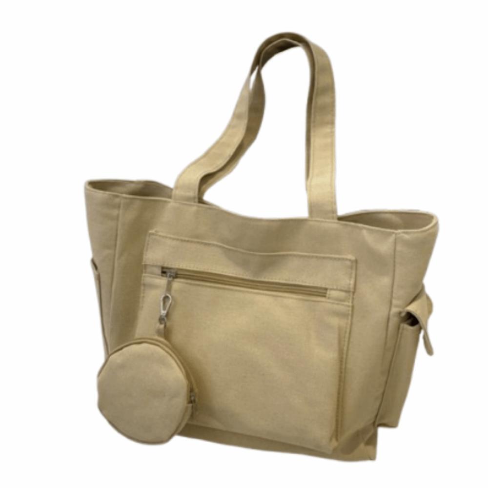 

Large Capacity Student Tote Bag Solid Color Shopping Handbag Single-shoulder Bag Work Travel хаки