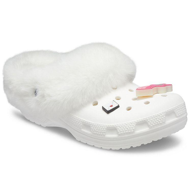 Crocs Unisex Classic Mammoth Charm Clogs White Lightweight Comfort Slip On 207409-100