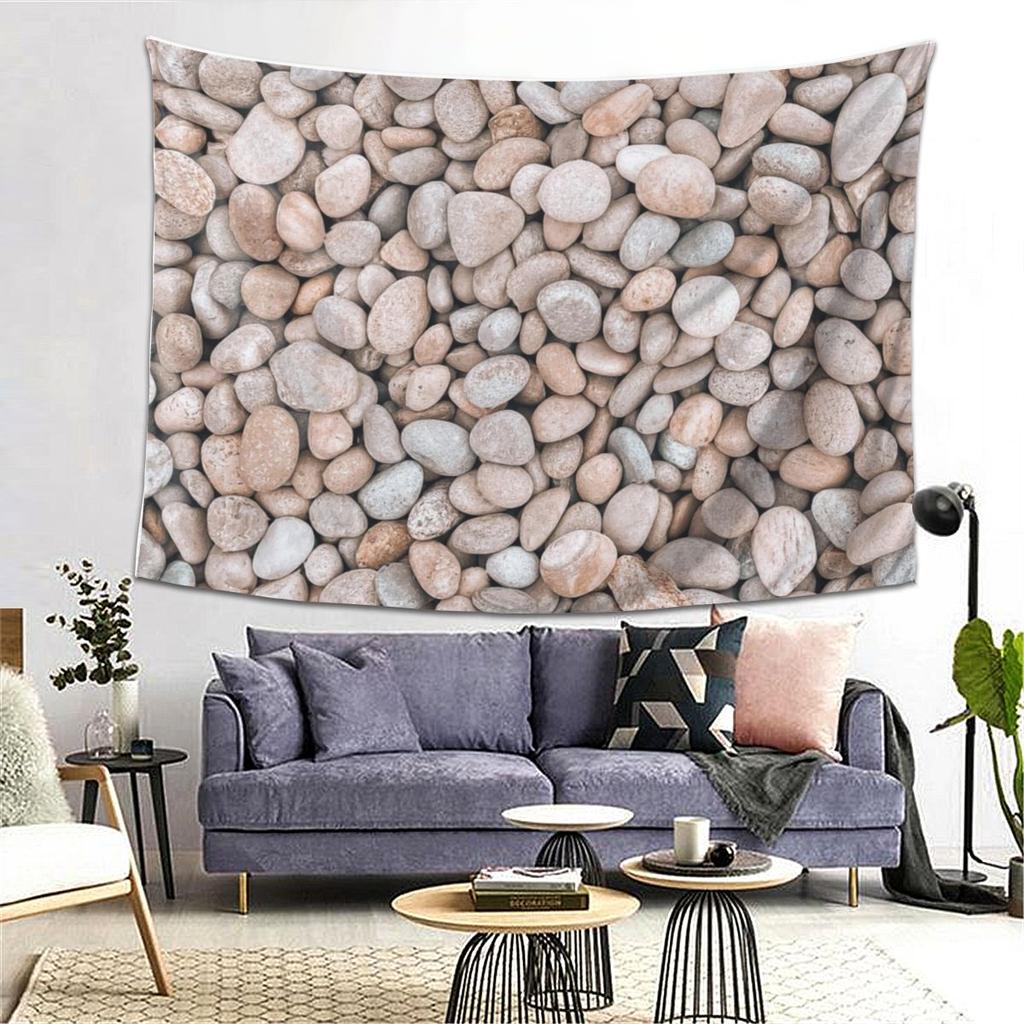 Creme Naturkieselsteine Felsen Wandteppich Kunst Ästhetische Wandteppiche für Wohnzimmer Schlafzimmer Dekor Haus Hippie Wandtuch Wandbehang