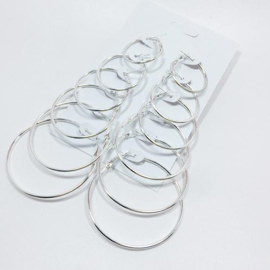 6Pairs/Set Fashion Circle Hoop Dangle Earrings Pendant for Female Daily Outfits