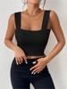 Čtvercový výstřih Tílko Široká ramínka Crop Tops Ženy Léto Košilka Jednobarevná Košilka Módní tubus Dámská zkrácená vesta bez rukávů Y2K Oblečení