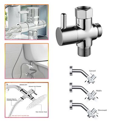 Adattatore a T in Ottone 1/2 Adattatore Bidet per Spruzzino Bidet WC con Valvola di Intercettazione Finitura Accessorio Bidet Portatile