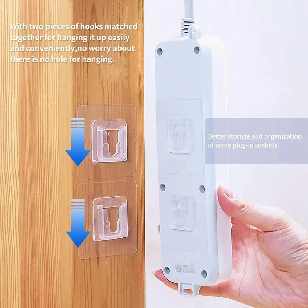 Double Sided Self Adhesive Hooks Buckle Transparent Traceless Wall Hook Suction Cup Plug Storage Holder for Kitchen Bathroom