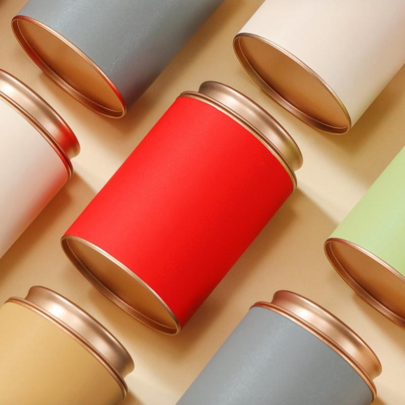 Mini Tea Caddy Sealed Storage Paper Tank Portable Travel Tea Boxes Tea Tin Containers Coffee Canister Kitchen Spice Candy Jar