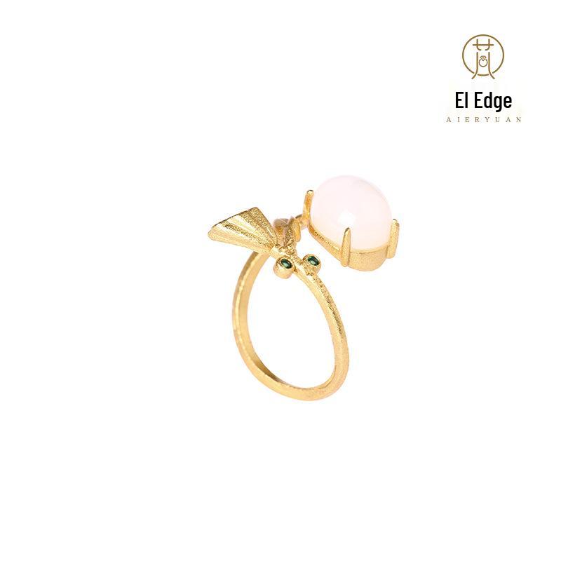 

Chinese Cheongsam Hanfu Jade Lotus Ring Adjustable