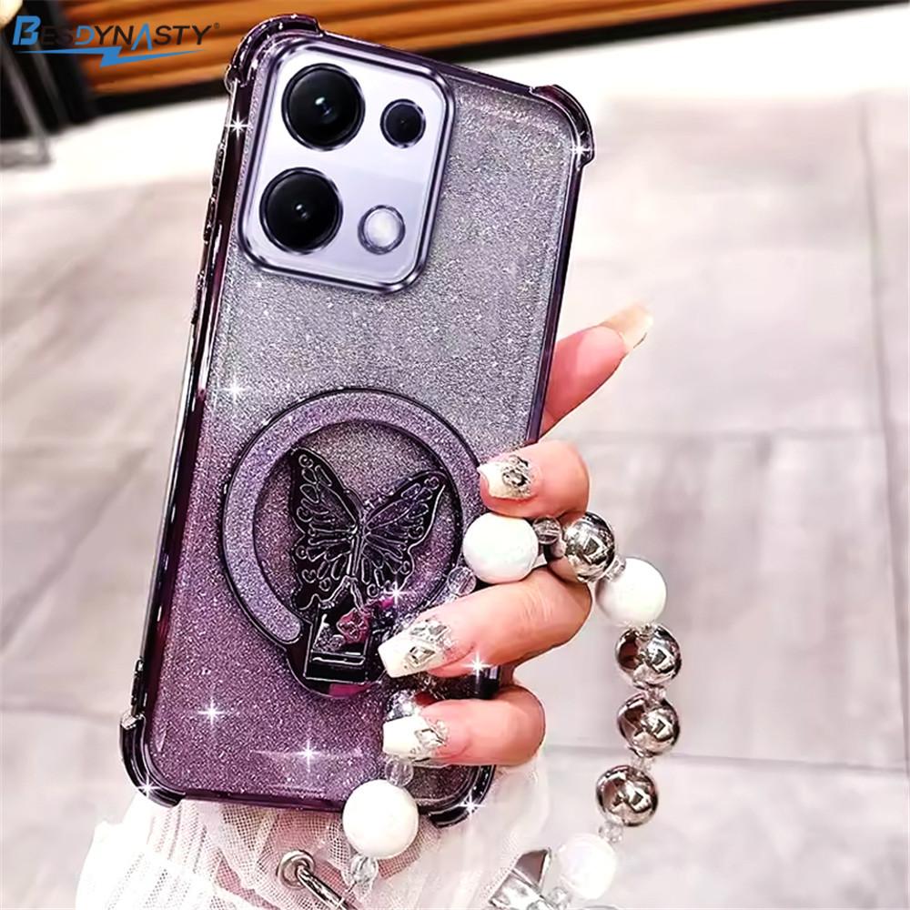 For Honor Magic 7 8 Lite 6 5 Lite 8 PRO 7 6 5 4 Pro Bracelet Butterfly Stand Holder Phone Case Shockproof Glitter Soft Cover